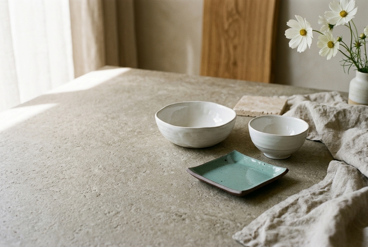 Yido Ceramics table setting with handcrafted bowls and plates
