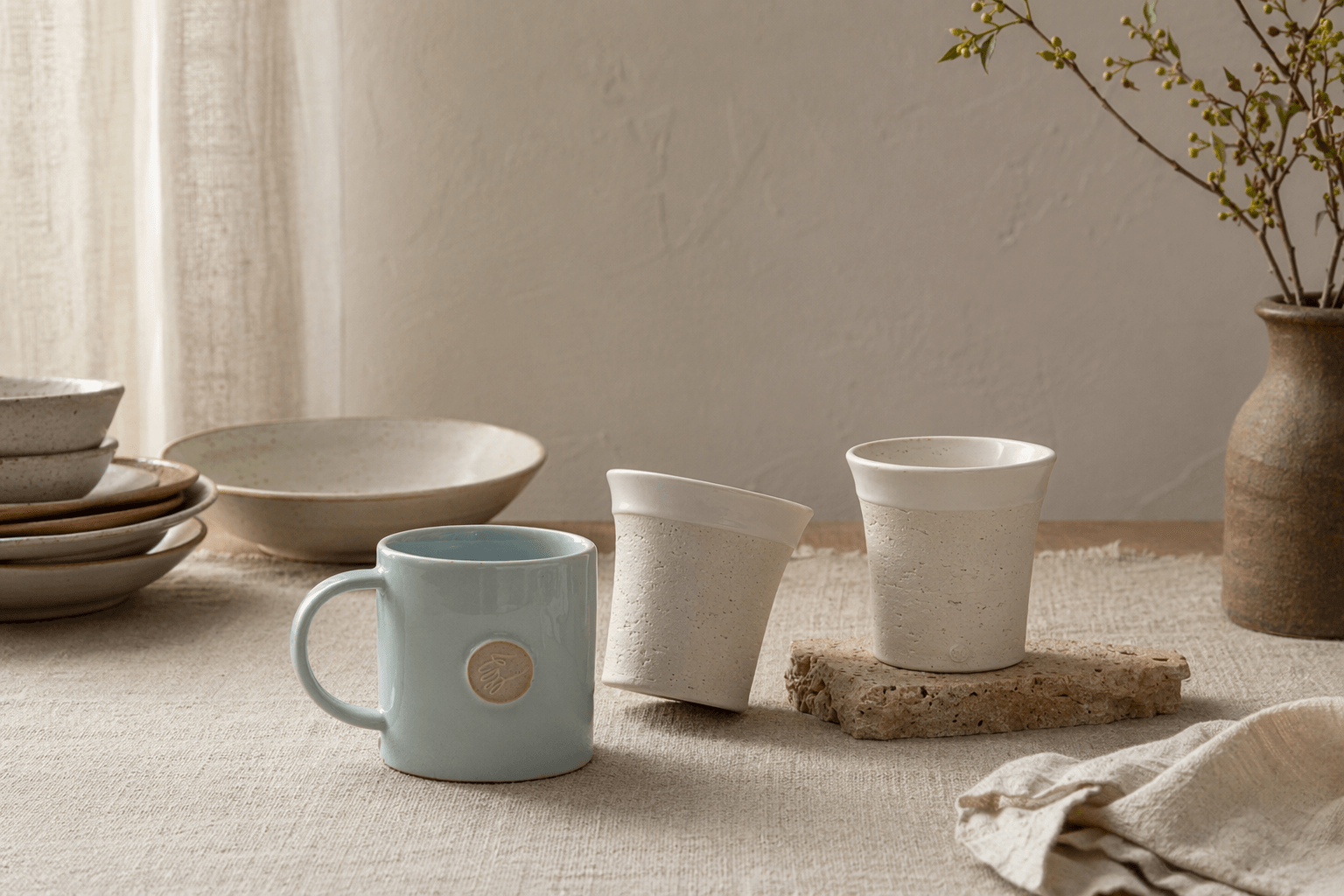 Yido Ceramics cups and mugs with stonewall texture