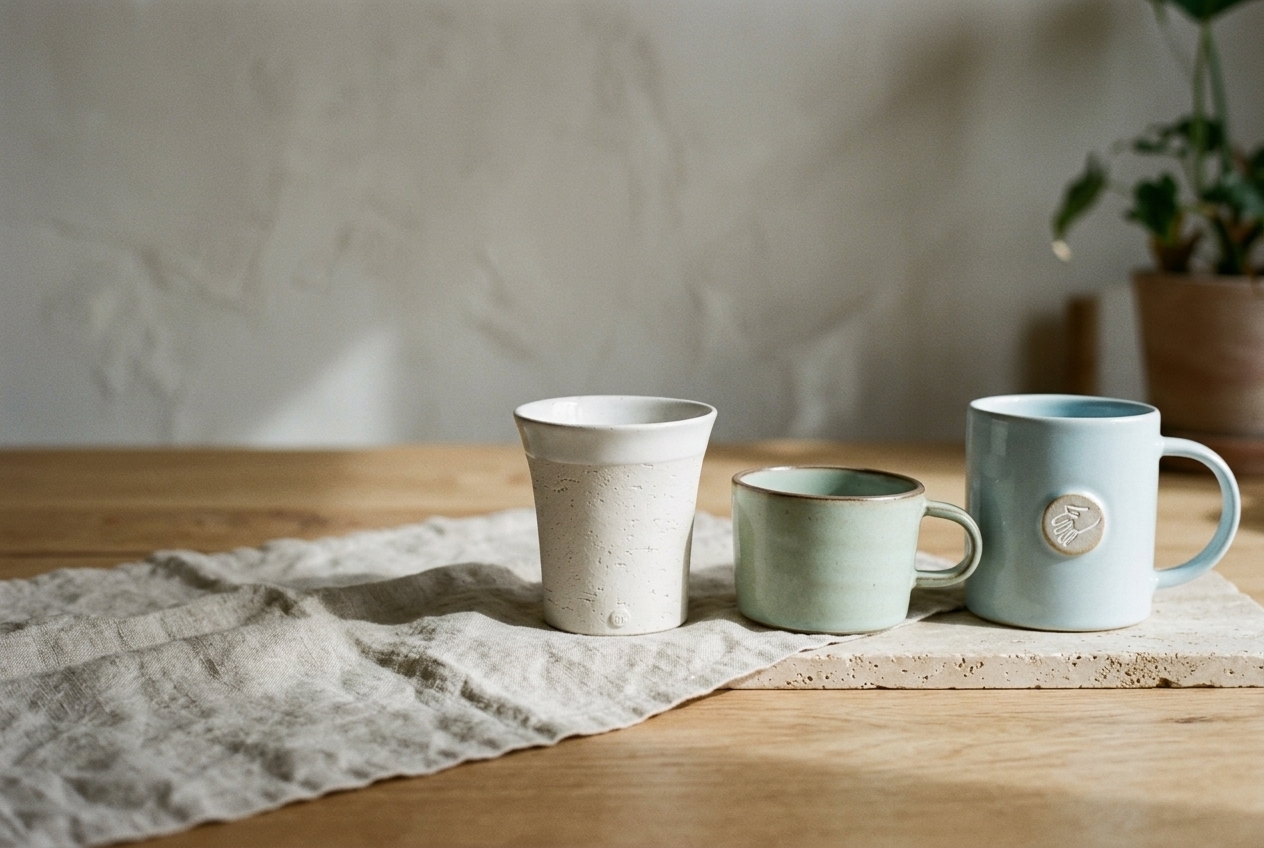 Yido Ceramics cups and mugs with stonewall texture
