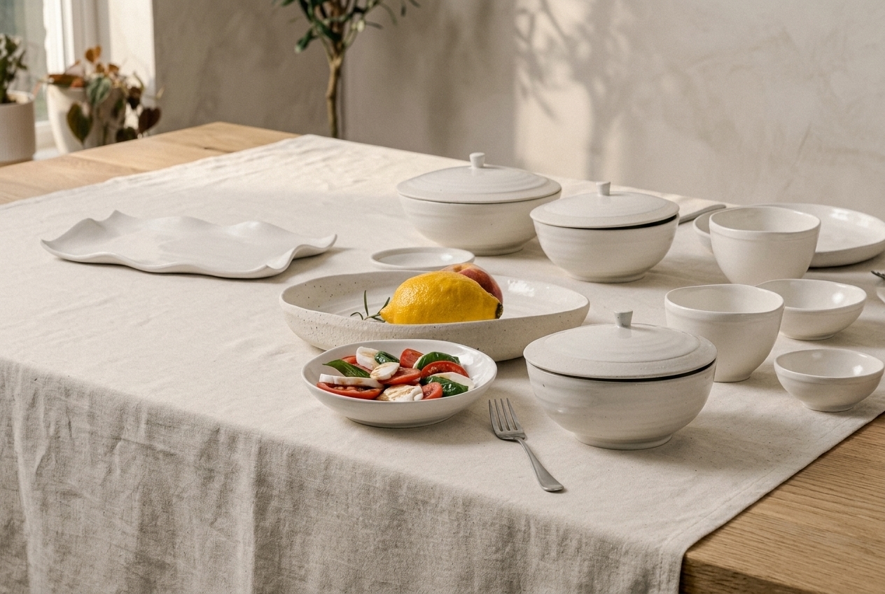 Yido Ceramics full dinner set arranged on a dining table